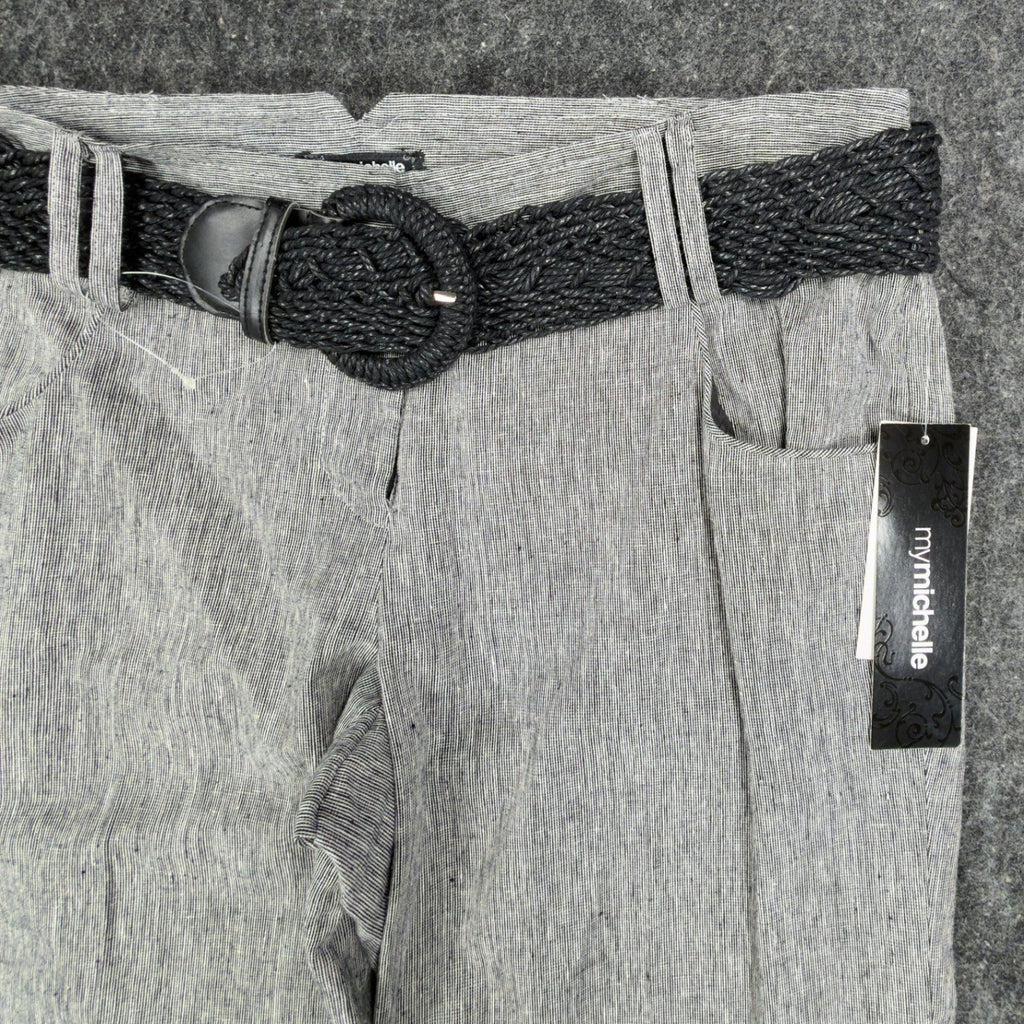 my michelle Y2K Wide Leg Trousers Womens 9 Gray Linen Cotton NWT C704 - take2supply
