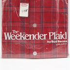 Bud Berma Weekender Plaid Shirt Mens Medium Vintage Red Cotton Blend Deadstock - take2supply
