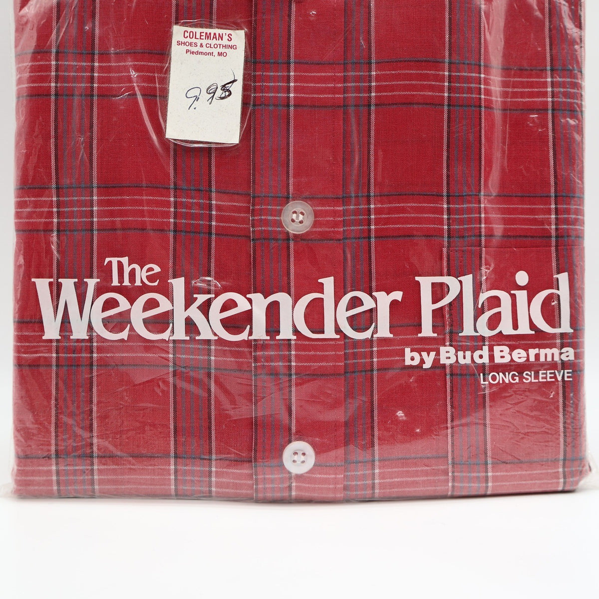 Bud Berma Weekender Plaid Shirt Mens Medium Vintage Red Cotton Blend Deadstock - take2supply