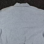 New Expressions Ruffle Shirt Womens M Vintage 80s Light Blue Cotton Boxy USA - take2supply