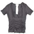 Zoe Ruched V-Neck Top Womens P/S Y2K Deadstock Gray Short Sleeve Canada C1212 - take2supply