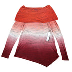 Tribal Asymmetrical Top Womens XL Tawny Red Ombre Space Dye Cowl Neck NEW - take2supply