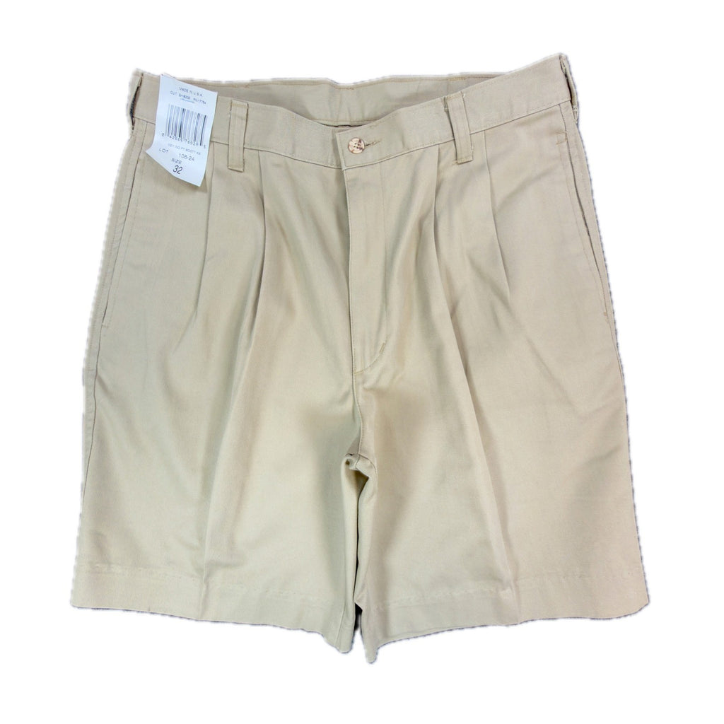 Wolf Mountain Key Shorts Mens 32 Tan Khaki 100% Cotton Pleated Vintage USA NWT - take2supply