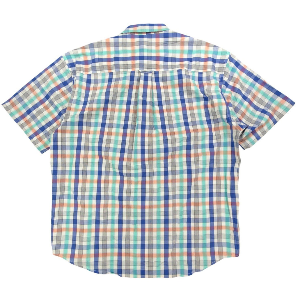 Cotton Traders Plaid Short Sleeve Button Down Men XL Royal Cotton New - take2supply