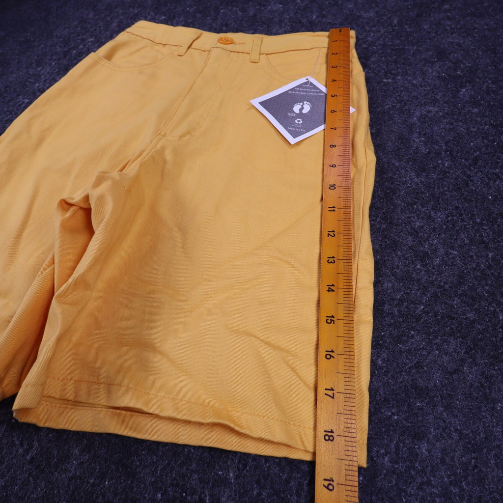 Hang Ten Shorts Womens 3/4 Vintage 90s Yellow Cotton High Rise Made in USA NOS - take2supply