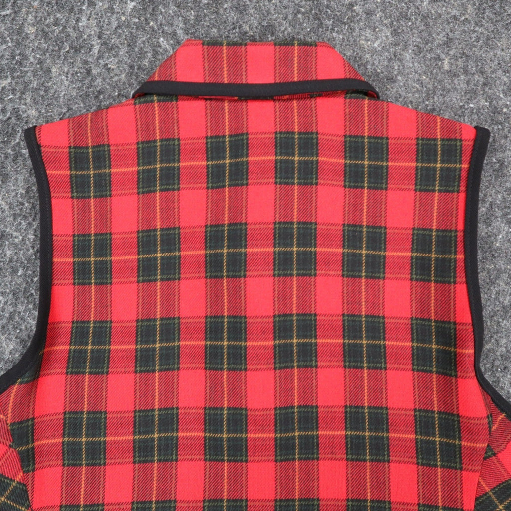 Lucia Plaid Vest Womens 14 Vintage 90s Red Tartan Gold Button Made in USA NWT - take2supply