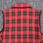 Lucia Plaid Vest Womens 14 Vintage 90s Red Tartan Gold Button Made in USA NWT - take2supply