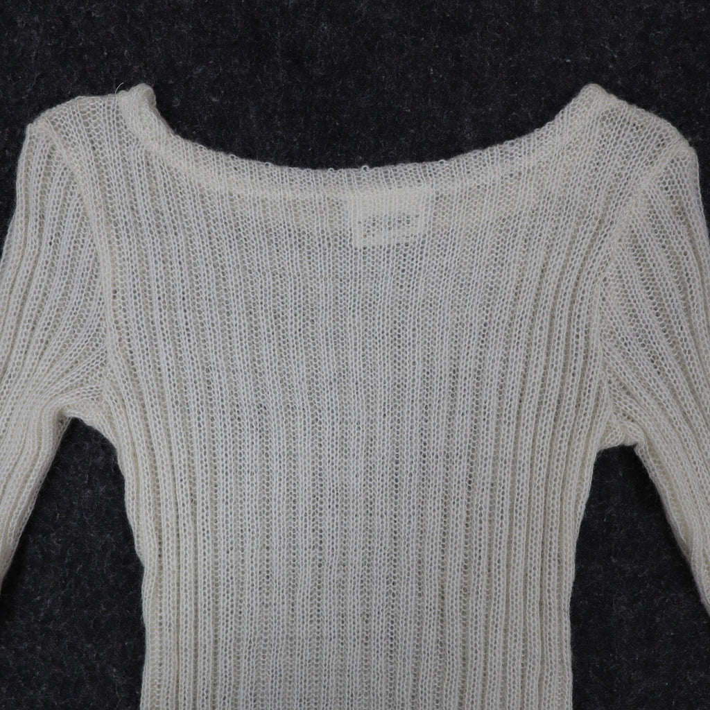 A. Byer Sweater Womens Medium Vintage 90s Cream Mohair Ribbed Open Knit Top - take2supply