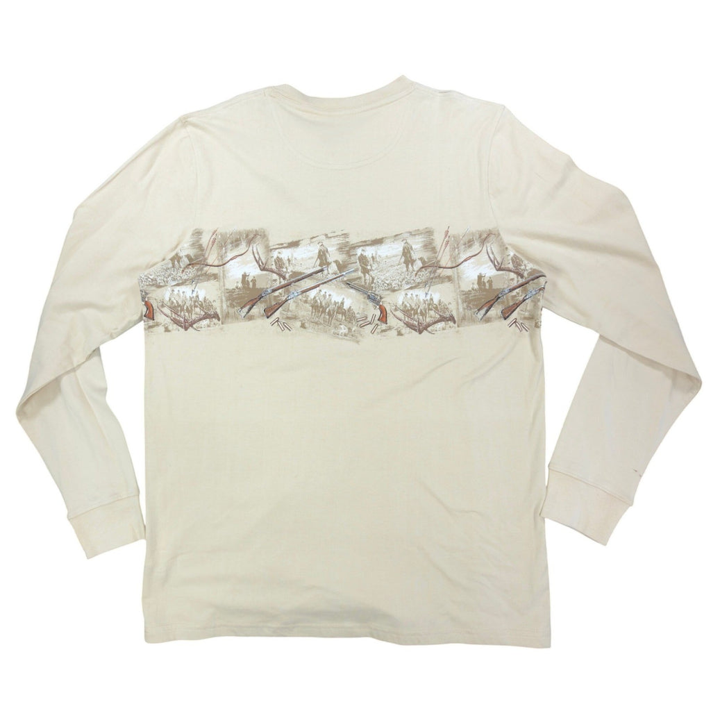 North River Henley Shirt Mens L Oyster Cotton Graphic Hunting Rifle NWT - take2supply