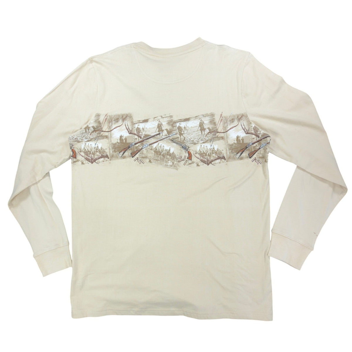 North River Henley Shirt Mens L Oyster Cotton Graphic Hunting Rifle NWT - take2supply