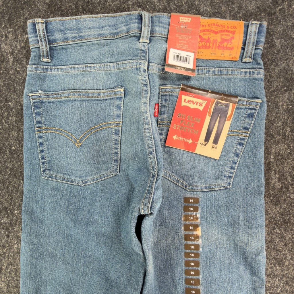 Levi's 511 Slim Flex Stretch Jeans Boys Size 16 Reg 28x30 Light Wash Blue NWT - take2supply