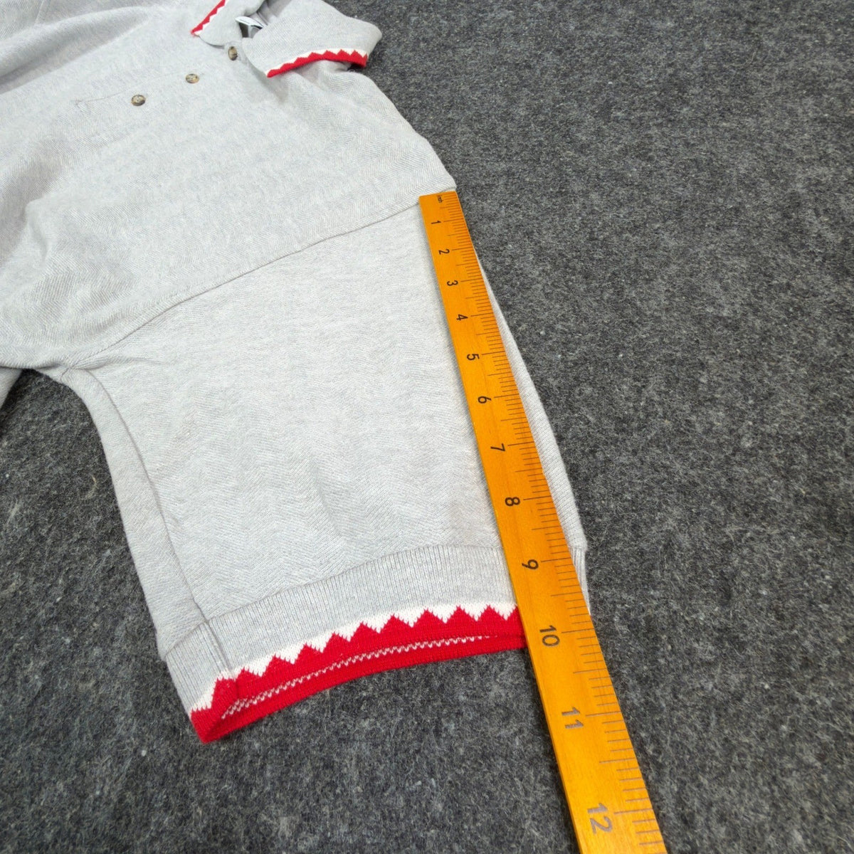 Vintage Cotton Deluxe Casuals Polo Shirt Mens L Gray Red Zig Zag Trim Y2K - take2supply