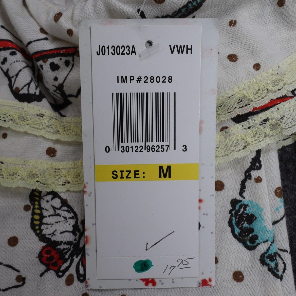 Jolt One Shoulder Top Womens Medium Ivory Butterfly Print Ruffle Lace Trim NWT - take2supply