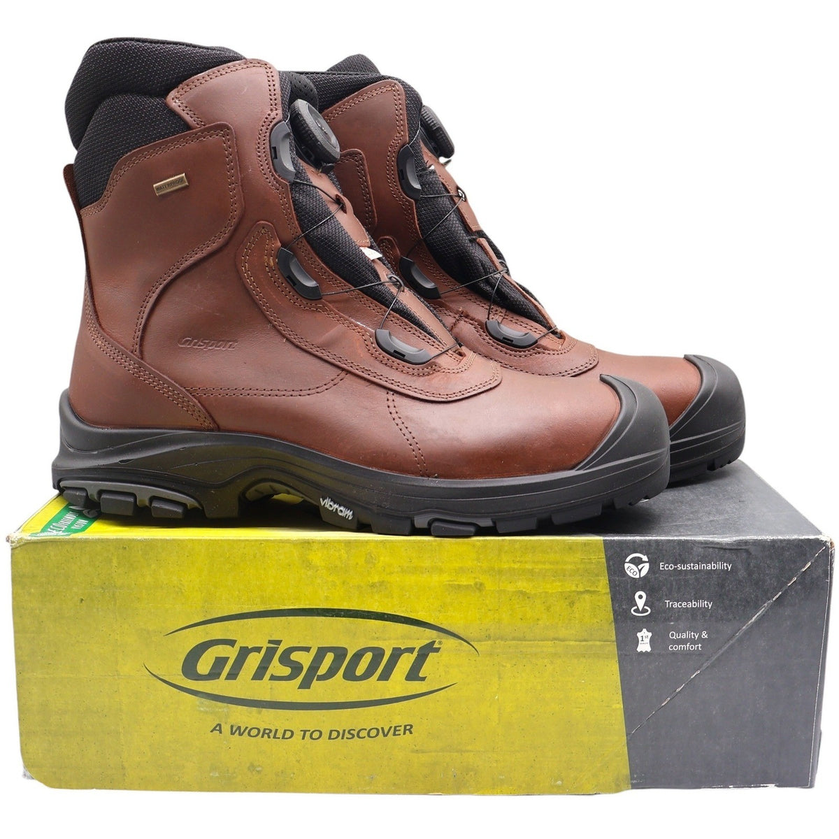 Grisport BOA Constructor Work Boots Mens 13 Brown Leather Waterproof Vibram - take2supply