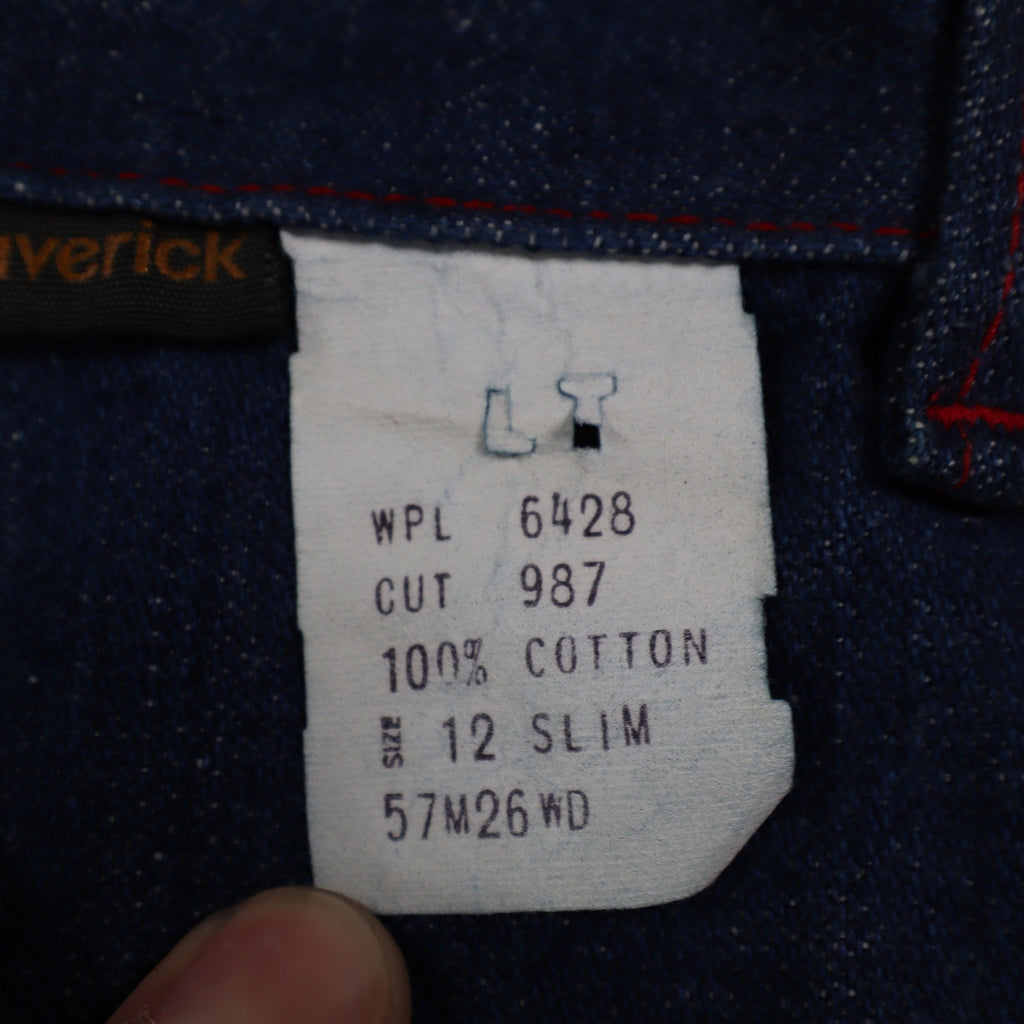Young Maverick Automaticks Jeans Girls 12 Slim Blue Red Flare USA Deadstock NWT - take2supply