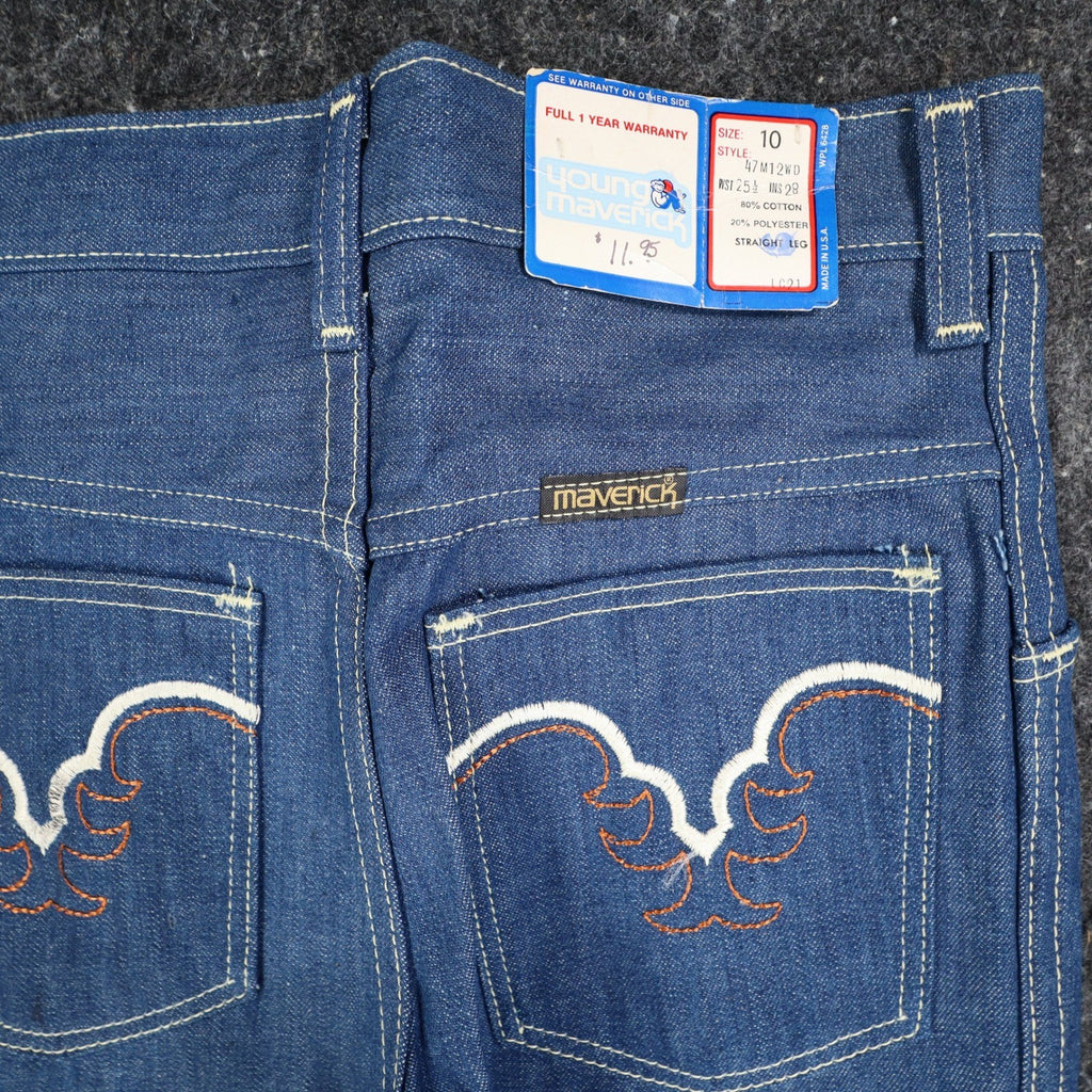 Vintage Young Maverick Jeans Boys 10 Blue Embroidered Straight Leg USA NWT - take2supply