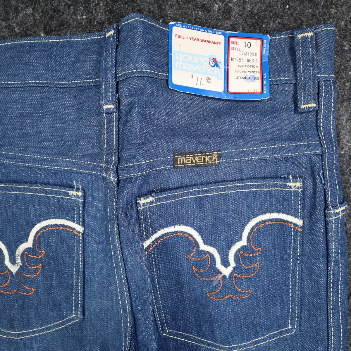 Vintage Young Maverick Jeans Boys 10 Blue Embroidered Straight Leg USA NWT - take2supply