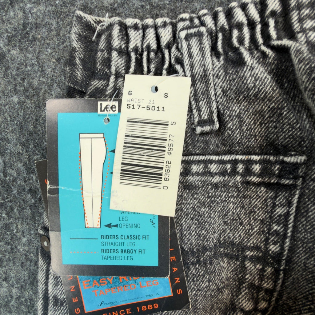 Lee Easy Riders Jeans Boys 6 Slim Black Acid Wash Baggy Tapered VTG 80s USA - take2supply