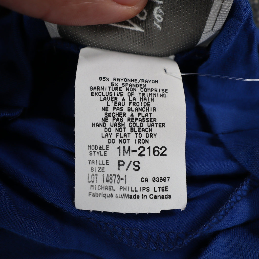 Zoé Ruched Mock Neck Top Womens P/S Blue Rayon Stretch Long Sleeve Canada NWT - take2supply